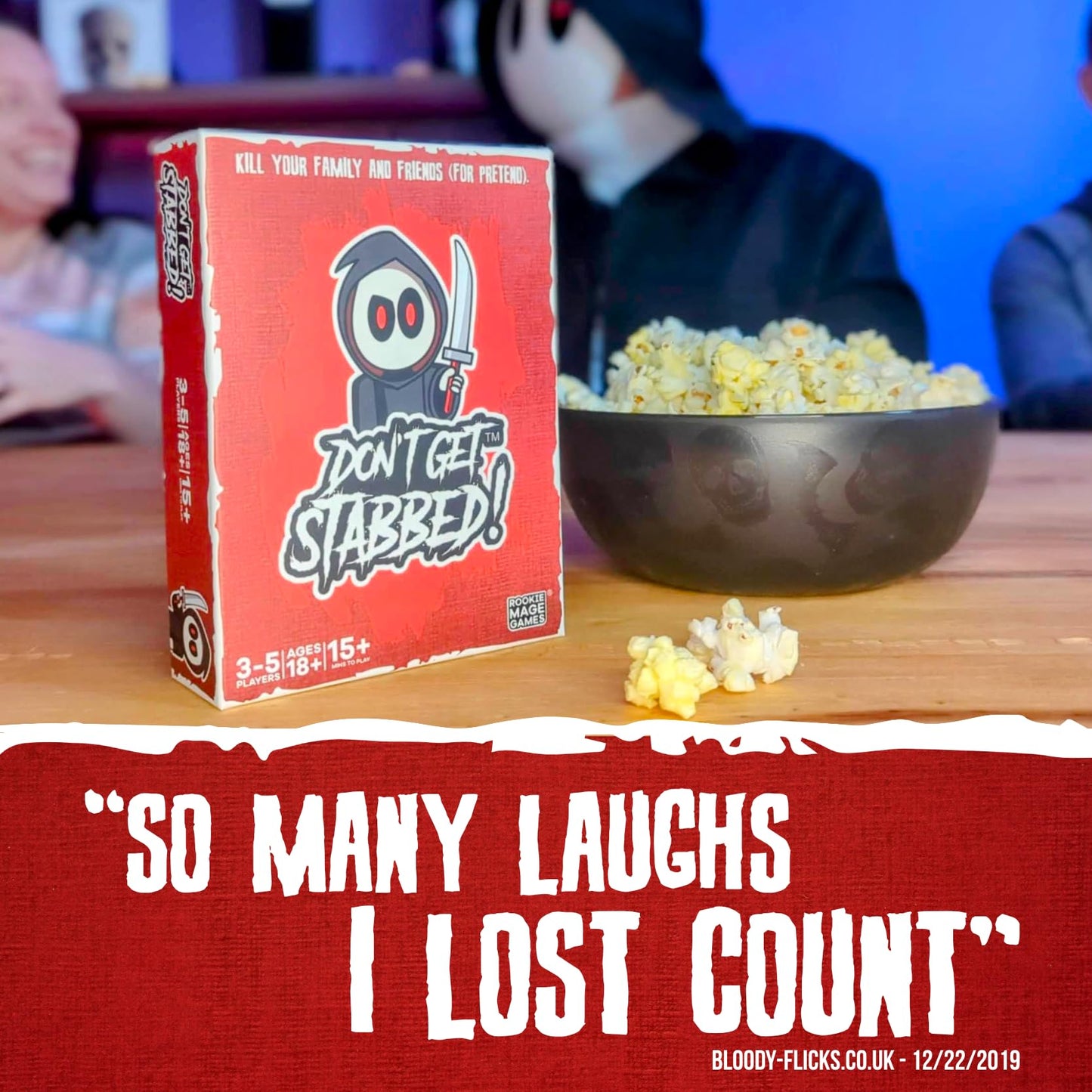 Don't Get Stabbed!: The Party Game Where You Get to Kill Your Family and Friends (for Pretend). Exciting Card Game for Adults and Horror Gift for Scary Movie Fans. Great for Halloween.