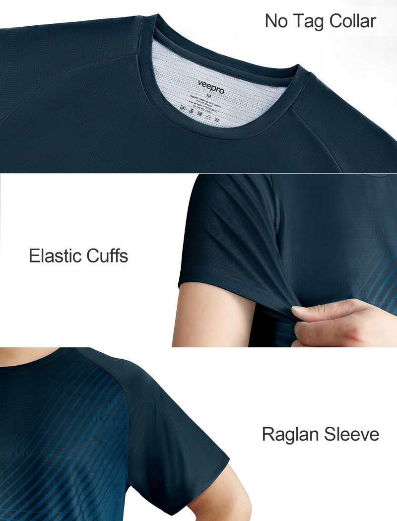 Men's Athletic Running T-Shirts Quick Dry Gym Workout Shirts Moisture Wicking Short-Sleeve Lightweight Sports Tee Tops Performance Activewear Gradient Green M