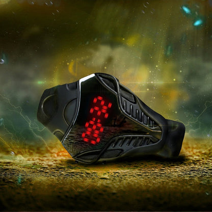 FANMIS LED Digital Fashion Cobra Watch Black Silicone Iron Triangle Dial Sports Wrist Watches (Black)