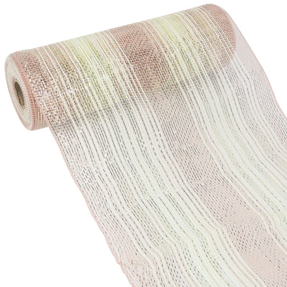 MEEDEE Christmas Mesh Ribbon for Wreath Gold Silver and Rose Gold Ombré Deco Mesh 10 Inch Christmas Metallic Mesh Crafts Supplies for Xmas Tree Garland Staircase Mailbox Centerpiece Swag (30 Feet)