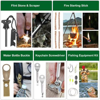 Gifts for Men Dad Husband Teenage Boy, Survival Kit 28 in 1, Survival Gear Tool Emergency Tactical Equipment Supplies Kits for Families Outdoors Camping Hiking Adventures