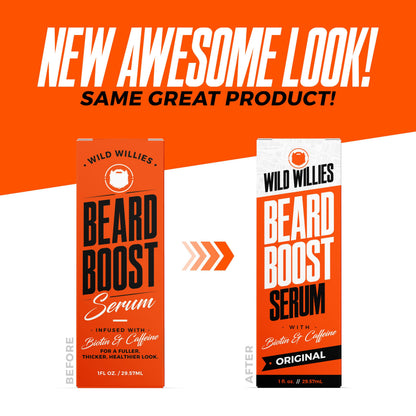 Wild Willies Beard Growth Kit - Premium Derma Roller & Beard Boost Serum - Microneedle Roller & Beard Hair Growth Serum with Biotin & Caffeine for Fuller Beard, Scalp Care - Easy to Use Kit with Case