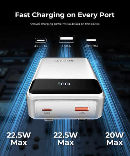 Portable-Charger-Power-Bank Travel Essentials Battery Pack USB C 30000mAh Built in Cable 22.5W Phone Fast Charging Powerbank Compatible with iPhone 16 15 14 13 12 11 iPad Samsung Google Xiaomi