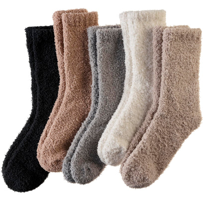 AMENLAN Women Fuzzy Slipper Socks Winter Microfiber Soft Cozy Plush Fluffy Socks Warm Comfy Thermal Home Sleeping Socks (Black/White/Grey/Khaki/Brown)