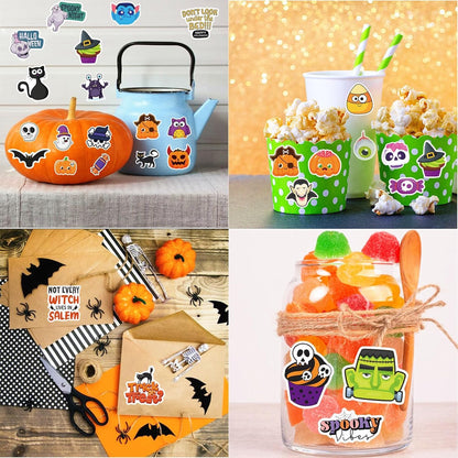 200PCS Halloween Stickers for Kids Teens Adults, Vinyl Waterproof Decorating Stickers for Halloween Water Bottle Games Treats Crafts Party Favors Supplies Gifts (No Duplicates)