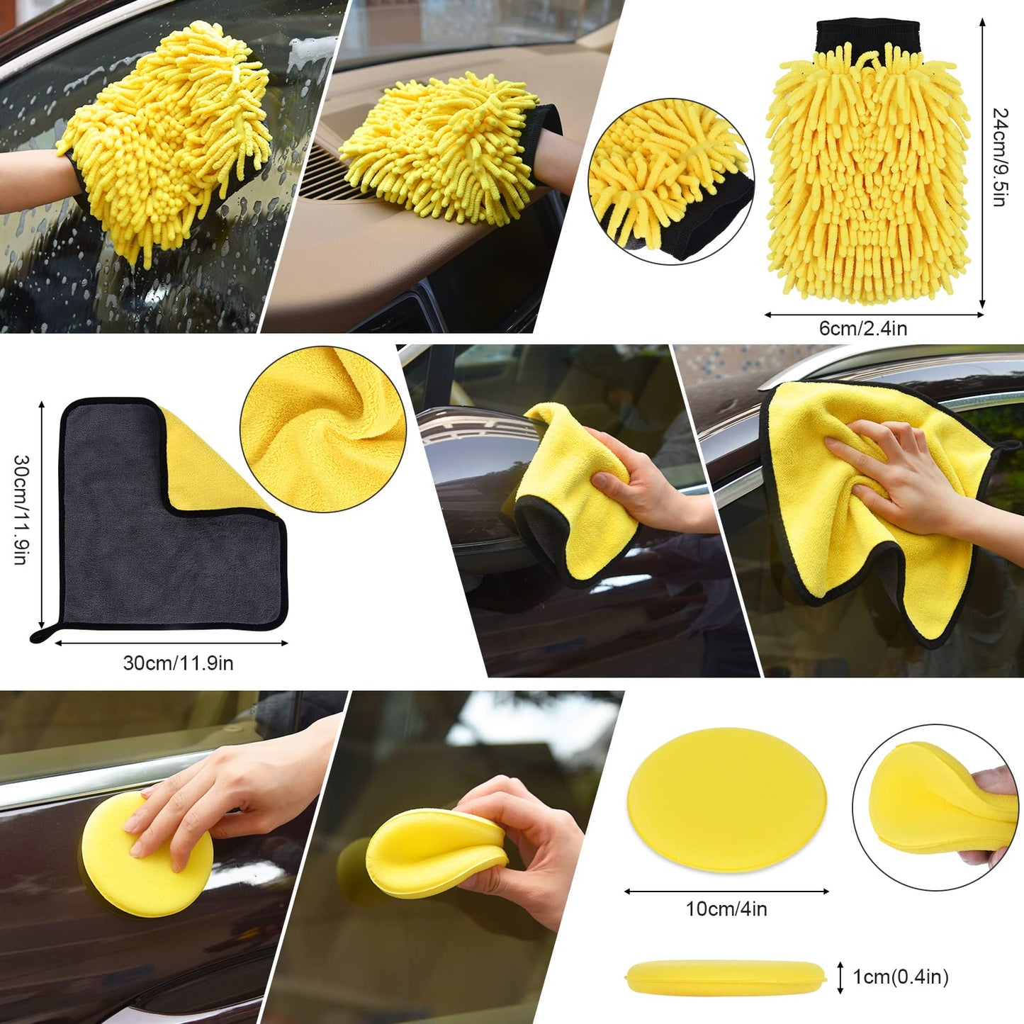 Herrfilk Car Cleaning Set, 20 Pieces Car Care Set, Car Detailing Brush Car Wash Set for Car Cleaning Interior and Exterior, Air Vent, Dashboard, Motor, Wheels, Household Cleaning