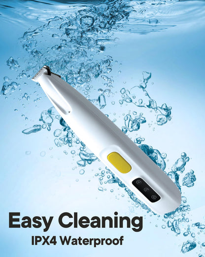 FURBONA Upgraded Dog Paw Trimmer with LED Light, 18 mm Widen Blade, 35 dB Low Noise, LED Display, Fully Waterproof, Rechargeable Clipper for Dogs Cats Trimming Paws, Eyes, Ears, Face, and Rump