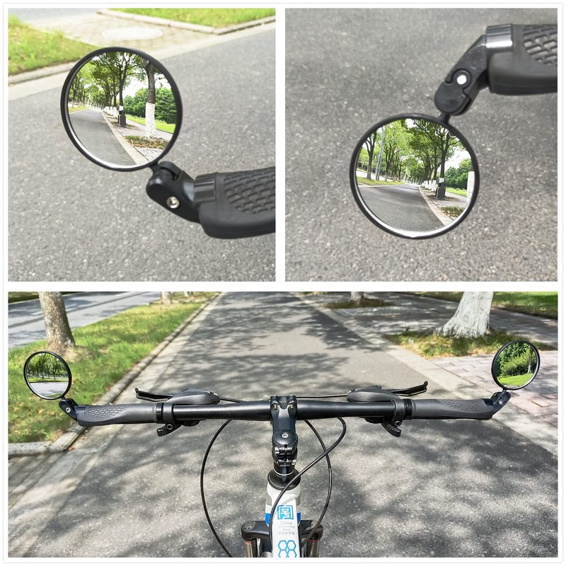 RYANGO Bike Mirror, Bar End Bicycle Mirror 2 Pack, Adjustable Bike Rear View Mirrors for Handlebar End, Acrylic Convex Round HD Bicycle Rearview Mirrors for Road Bike Mountain Bike