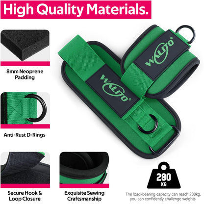 WALITO Ankle Resistance Bands with Cuffs, Exercise Bands for Legs and Butt, Booty Workout Equipment for Kickbacks and Hip Fitness Training