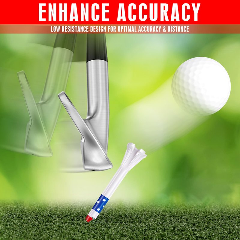 CHAMPKEY 5-Prong Plastic Golf Tees 120 Pack - Star and Stripe Marking System Golf Plastic Tees - Includes 100 Pcs 3-1/4" and 20 Pcs 1-1/2" Plastic GLF Tees (3-1/4")