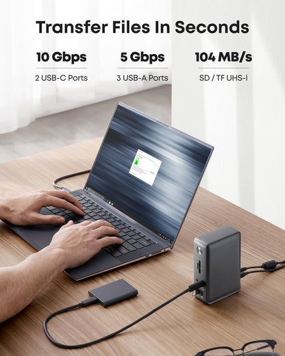 Anker Laptop Docking Station, 13-in-1 USB-C Docking Station, Triple Display with 2 x 4K HDMI and 1 x DP, 85W Charging for Laptop, 10 Gbps USB-C and 5 Gbps USB-A Data, Ethernet, Audio, SD