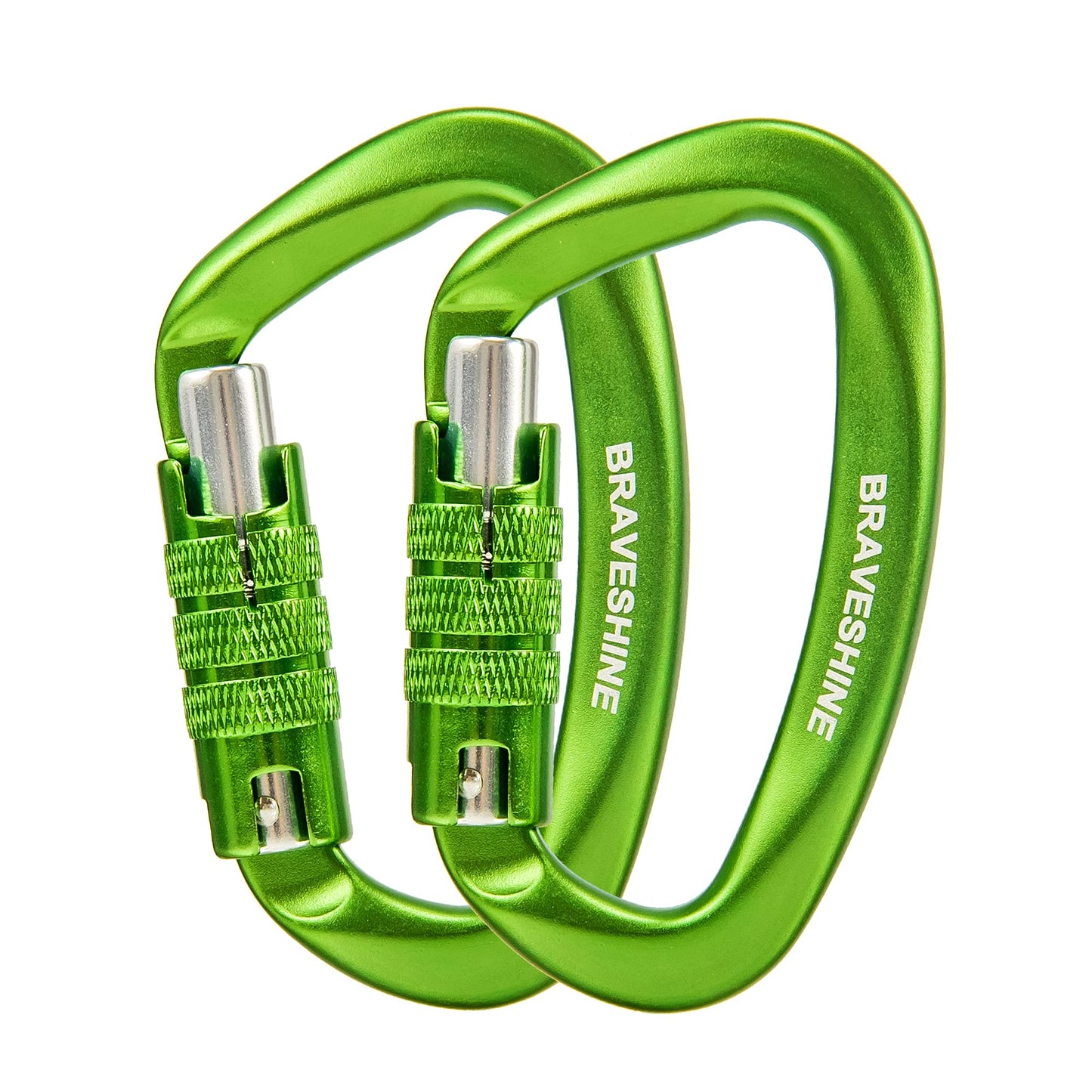 Heavy-Weight Carabiner Clips 12KN Aluminum D Ring Double Locking Caribeaner Hooks - Green