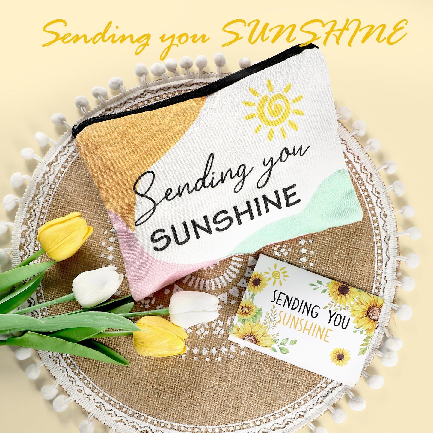 Birthday Gifts for Women Sunflower Gifts Get Well Soon, Sending Sunshine Gift Baskets, Self Care Spa Gift for Women Her Mom Best Friends Sister, Thank You Christmas Day w/Glass Cup