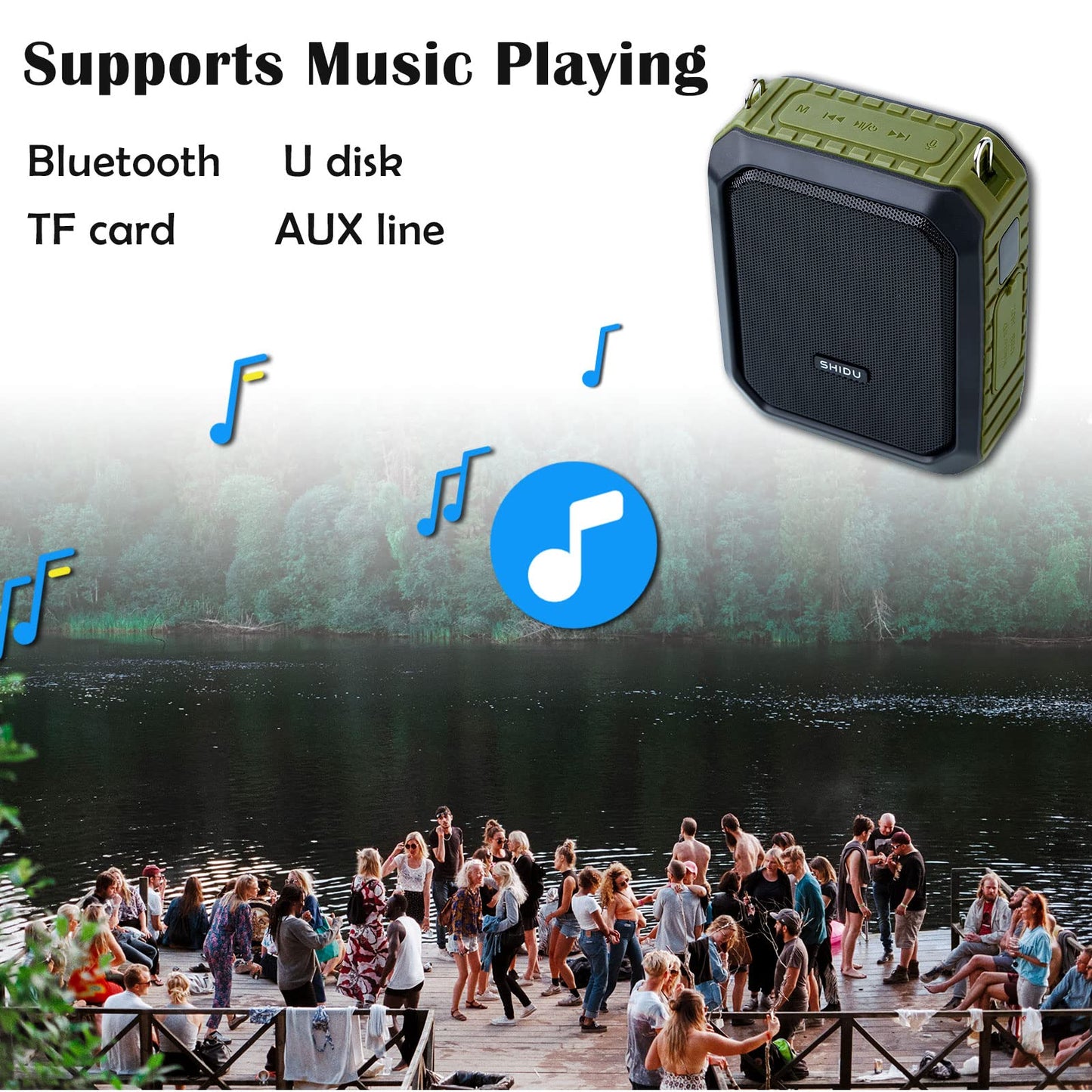 Voice Amplifier with Wireless Headset Mic - 18W 4400mAh Rechargeable Mini Pa System, Bluetooth 4.2, Waterproof IPX5 Portable Speaker for Teacher, Outdoors