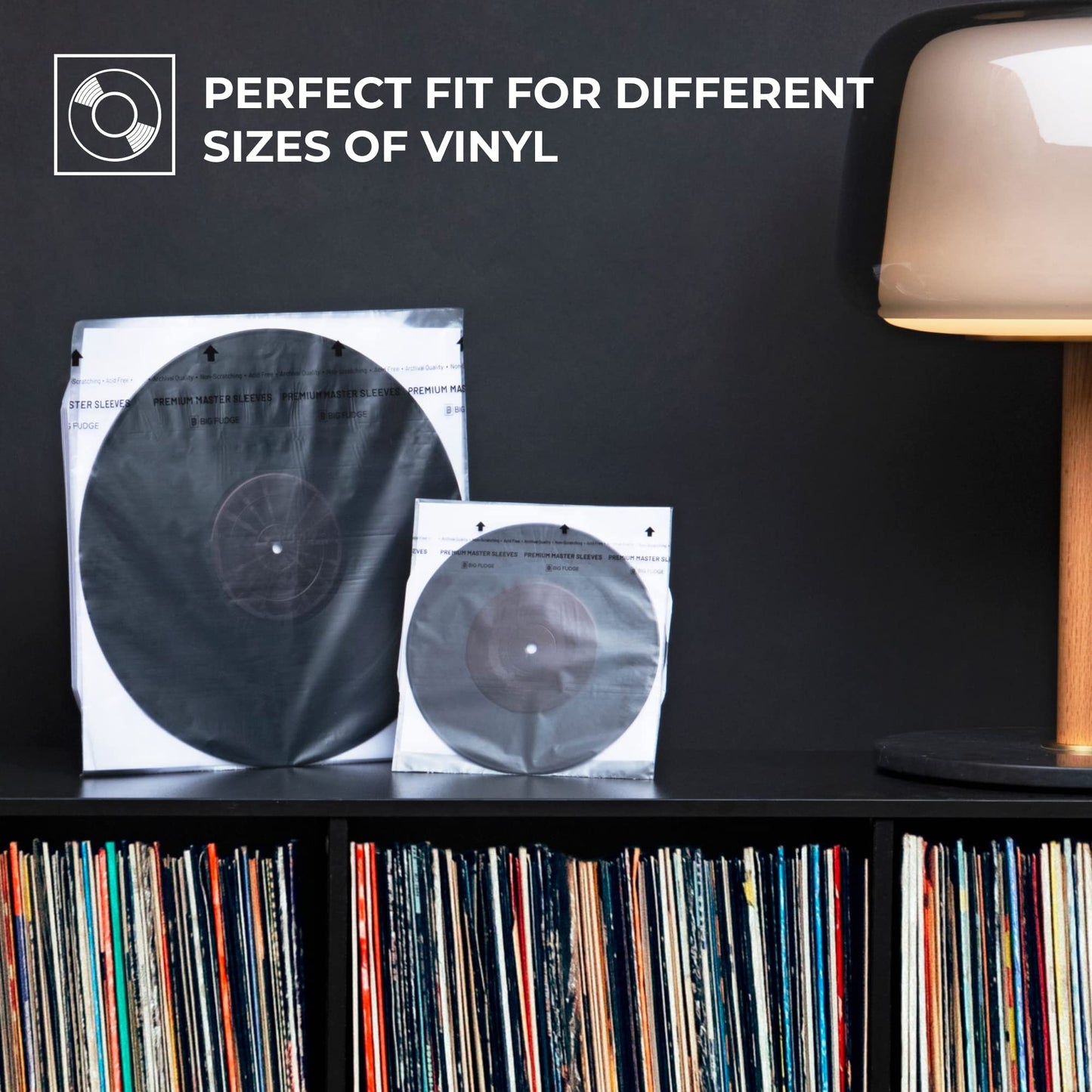 Big Fudge Premium Master Vinyl Record Sleeves - 12 inch x 50pcs - Archival Anti Static Rice Paper Inner Sleeves - Clear 3 Layer LP Covers - Protective Plastic Cover for Records