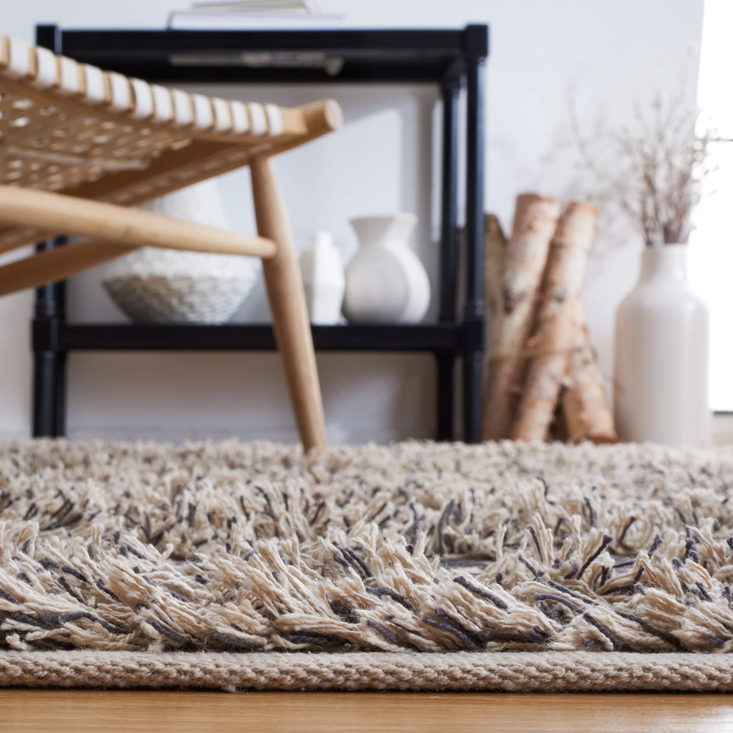 SAFAVIEH Natura Collection Accent Rug - 4' x 6', Grey & Ivory, Flat Weave Cotton Design, Easy Care, Ideal for High Traffic Areas in Entryway, Living Room, Bedroom (NAT928F)