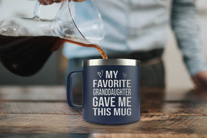Gifts for Grandpa from Grandaughter, Grandson, Kids on Fathers Day, Christmas, Birthday - Funny Coffee Mug Gifts for Grandparents - Grandparents Insulated Stainless Steel Mug 14oz Navy