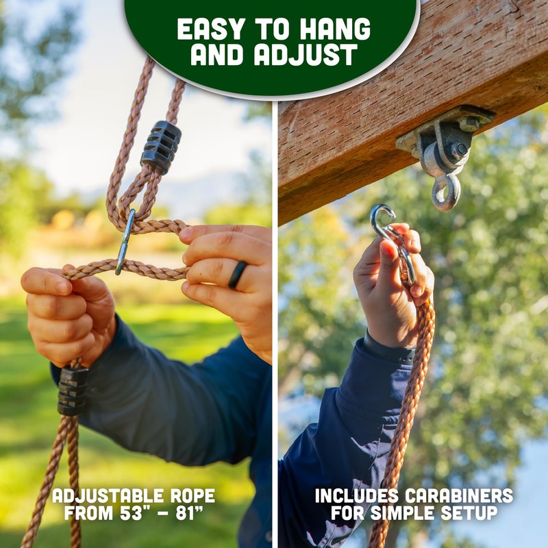 Acorn Adventures Toddler Swing Seat – Baby Bucket Swing for Outdoor Backyard & Porch, Adjustable Ropes, Easy Install, Weather-Resistant HDPE - Red