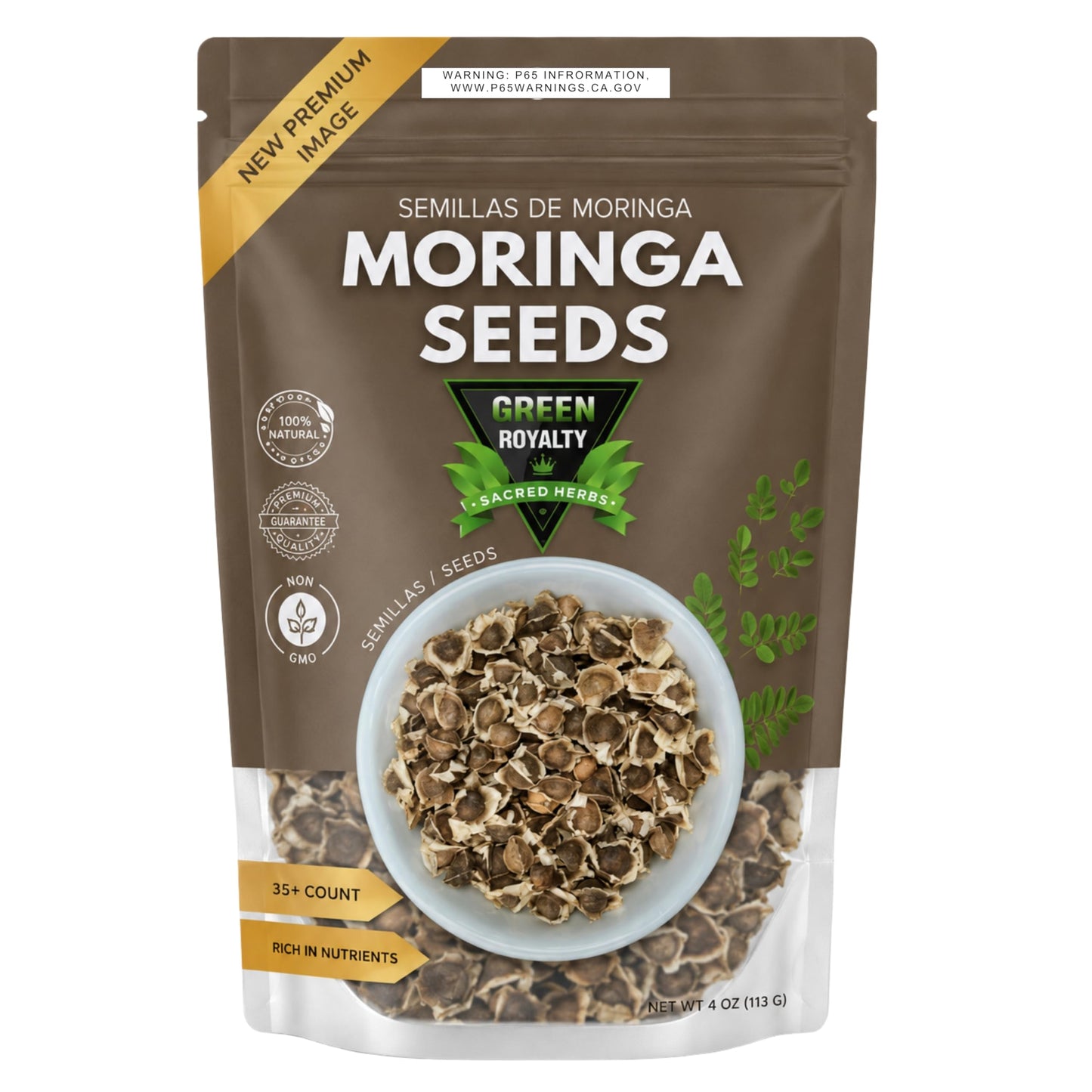 Green Royalty Moringa Seeds (350 + Count) – 100% Natural Non-GMO Herbal Seeds – Nutrient-Rich Superfood for Daily Balance – Sugar Free, Caffeine Free, Gluten Free – 2-Month Supply