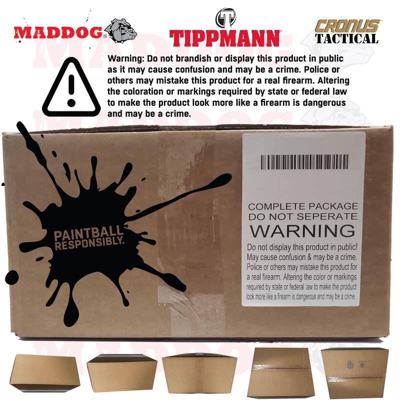 Maddog Tippmann Cronus Tactical Paintball Gun Marker and Bronze CO2 Accessory Starter Package | Comes with Marker, Anti-Fog Mask, Hopper, & 20oz CO2 Tank - Black/Tan