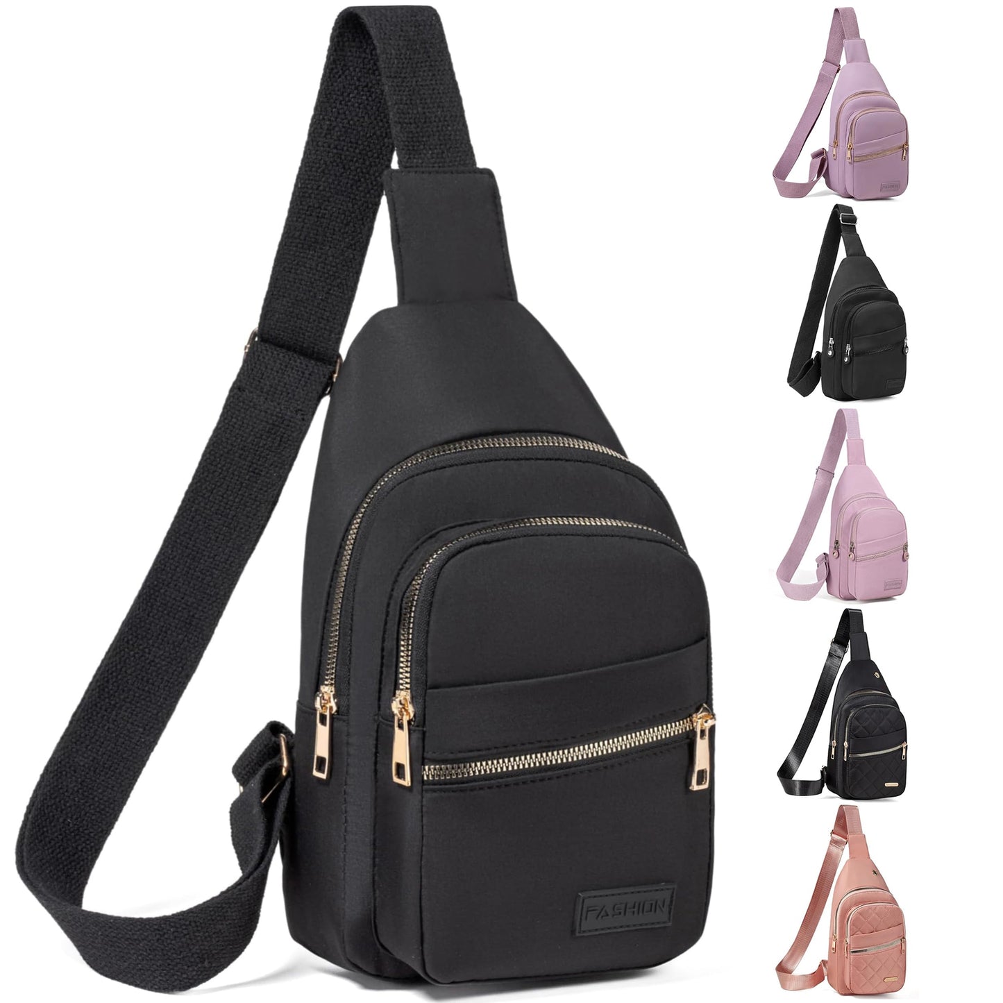Small Sling Backpack Crossbody Sling Bag for Women, Chest Bag Daypack Fanny Pack Cross Body Bag for Outdoors Hiking Traveling - Black