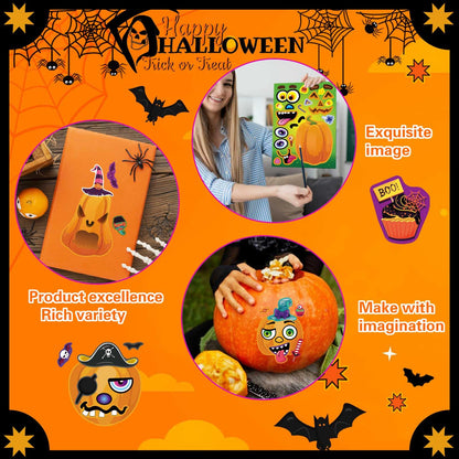 Halloween Stickers for Kids 24 Sheets Make a Pumpkin Face Stickers Pumpkin Decorating Sticker, Halloween Party Games, Make Your Own Sticker Fall Autumn Thanksgiving Party Favors Crafts