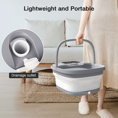 HOSPAN Collapsible Foot Spa with Heat, Bubble, Red Light, and Temperature Control, Foot Bath Massager with 8 Shiatsu Massage Rollers, Pedicure Foot Spa for Relaxation and Stress Relief, Black