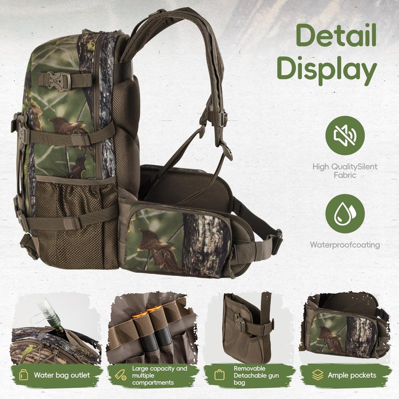 BLISSWILL Hunting Backpack Hunting Day Pack with rifle holder Hunting Gear Accessories gift for men(Forest Canvas)