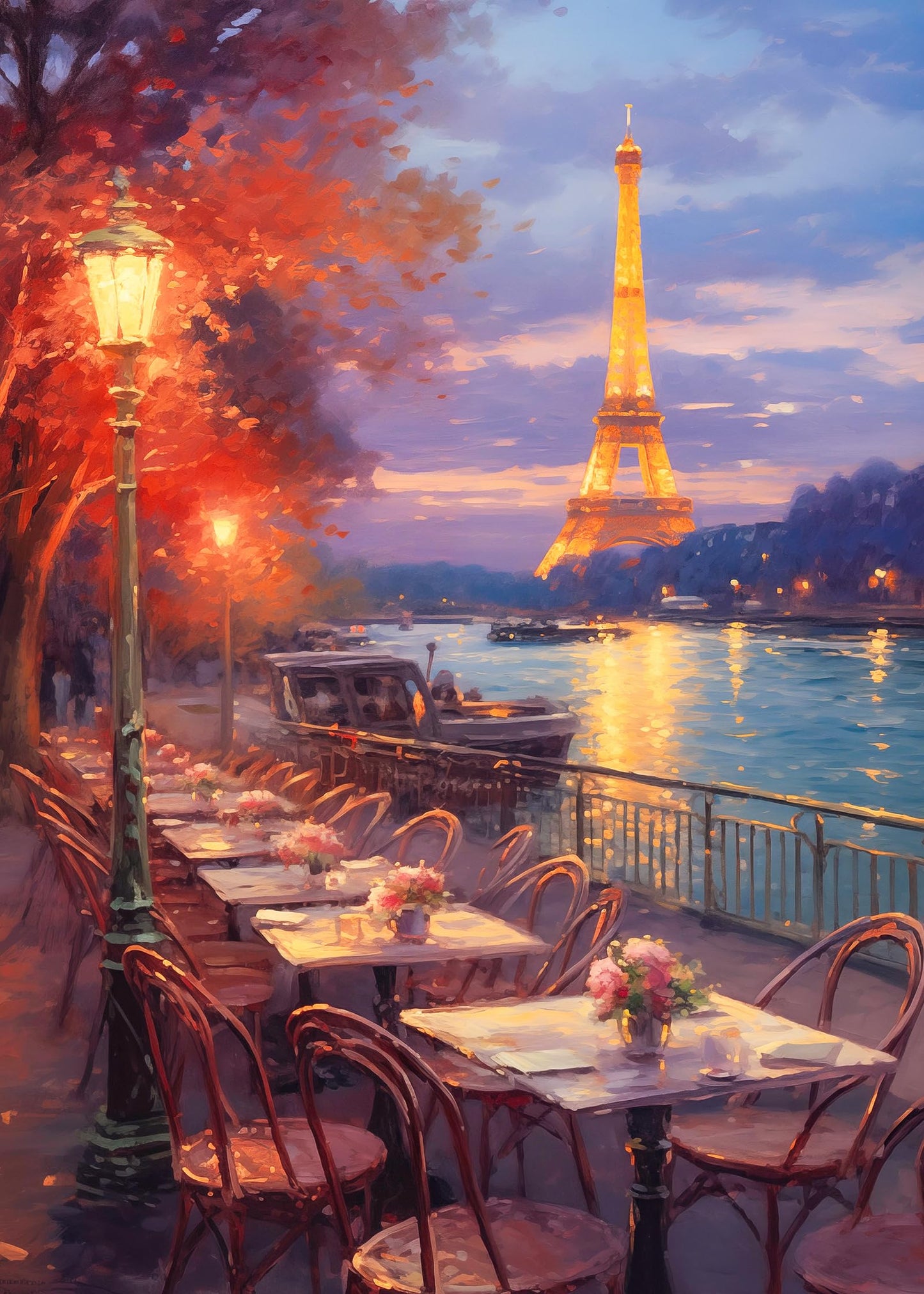 1000 Piece Puzzle for Adults, Paris Riverside Jigsaw Puzzles 1000 Pieces, London Puzzles 1000 Pcs Paris Night View Landscape Oil Painting Puzzle 1000 Pieces for Adults Teens Seniors Gift