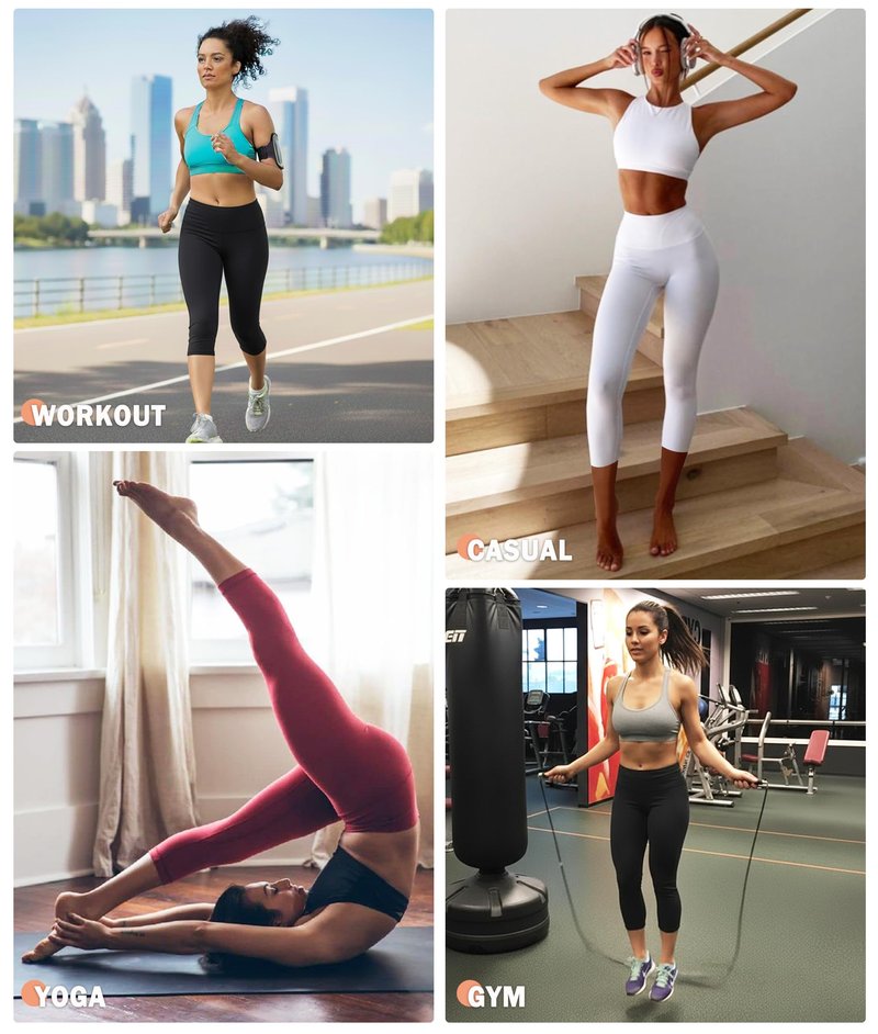 Capri Leggings for Women with Pockets,High Waisted Yoga Pants Tummy Control Black Leggings Workout Capris Womens Leggings with Pockets Buttery Soft Stretch Yoga Leggings for Cycling Running Athletic