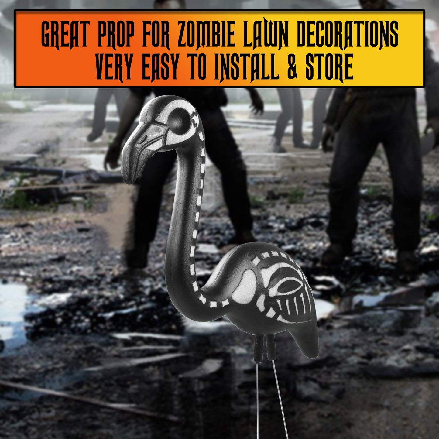 Skeleteen Zombie Skeleton Flamingo Yard Ornaments with Stakes, Pack of 2