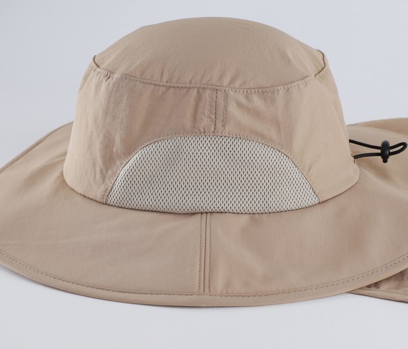 Home Prefer Outdoor Mens UPF50+ Sun Hat Wide Brim Fishing Hat with Neck Flap (Milky Khaki)