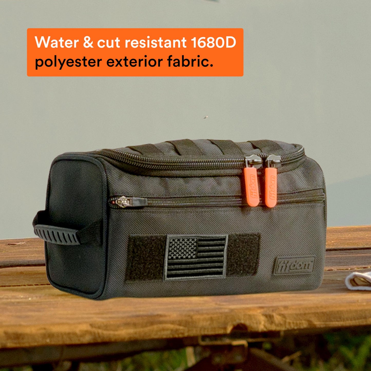 Fitdom Hanging Toiletry Bag Tactical Dopp Kit Case For Men. Perfect For Travel & Storage. Fits Large & Small Cosmetic, Clipper, Toothbrush, Shaving & Shower Care. Best Overnight Organizer