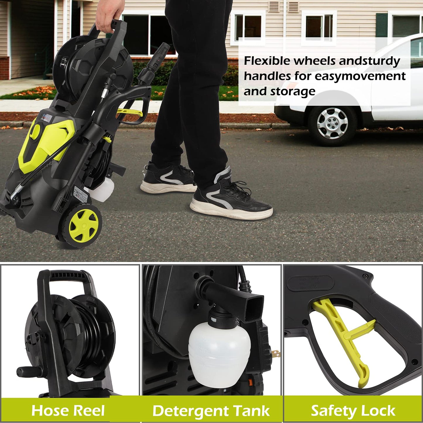 Stream Electric Pressure Washer, 1650W 135 Bar 420L/H Jet Washer Power Washer with Adjustable Nozzle Accessory, Patio Cleaner Compact for Car Garden Fences Yard