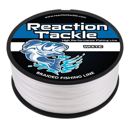 Reaction Tackle Braided Fishing Line - Pro Grade Power Performance for Saltwater or Freshwater Fish - Colored Fishing Line Braid for Extra Visibility - White 40 Lb (150 Yards)