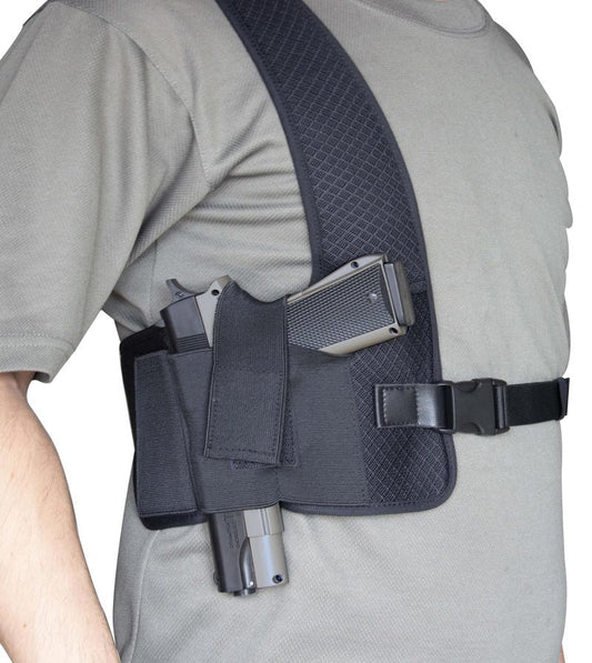 HOGIKUO Universal Shoulder Holster，Chest Holster,Concealed Shoulder Holster for Men,Fits 1911,M&P Shield 9mm, Glock 19,Sig P365,S&W Bodyguard and More（Left Hand）