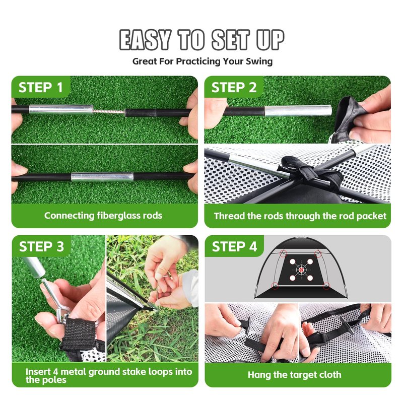 Golf Net Practice 10x7ft with Tri-Turf Mat & Real Balls Set Indoor Outdoor Golf Training Equipment for Backyard Driving Practice Enthusiast Gifts