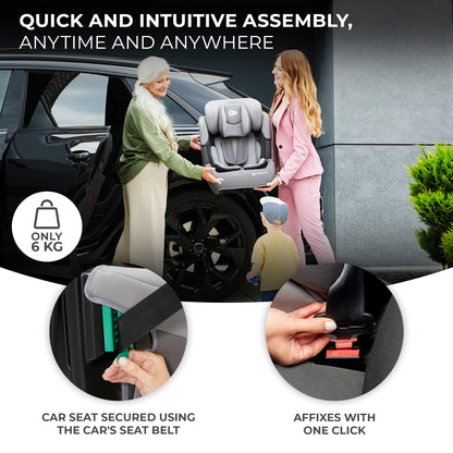 Kinderkraft Car Seat Comfort UP, I-Size Booster Child Seat, with 5 Point Harness, Adjustable Headrest, for Toddlers, Infant, Group 1/2/3, 76-150 cm or less than 18 kg, Black