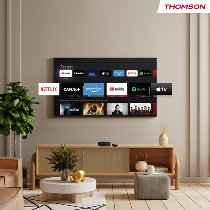 Thomson Streaming Box 270UK Plus, Built-in Speaker for Voice Control, Google TV, Netflix, Disney+, 4K UHD, Streaming via Wi-Fi, Google Cast, 32GB Storage
