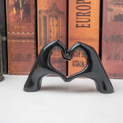 Small Heart Hands Sculpture Decor for Living Room Bedroom Bookshelf Coffe Table and Office Display, Love Finger Statue Modern Aesthetic Home Decor, Unique Gift for Wedding Christmas Birthday (Gold)