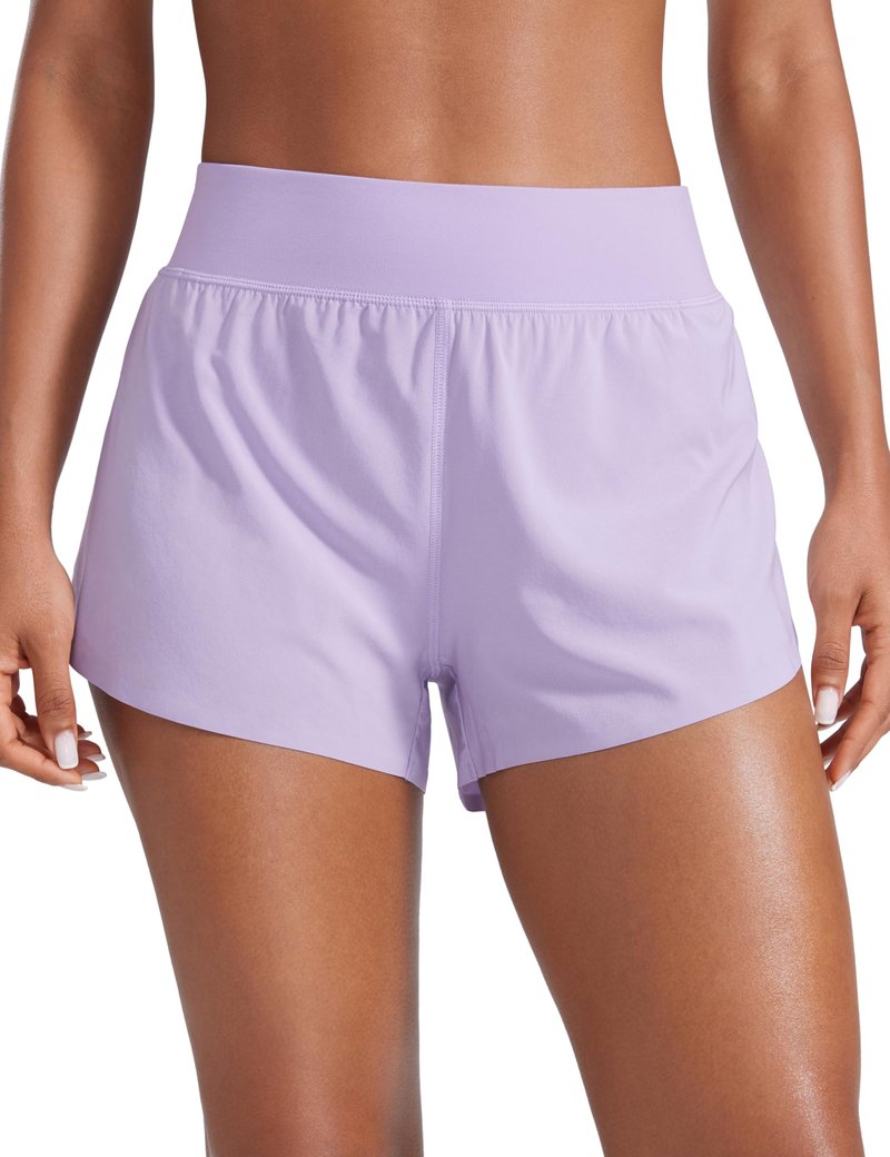 CRZ YOGA High Waisted Split Running Shorts for Women 3" - Comfy Mesh Liner for Workout Athletic GymTrack Quick Dry Lilac Air X-Large