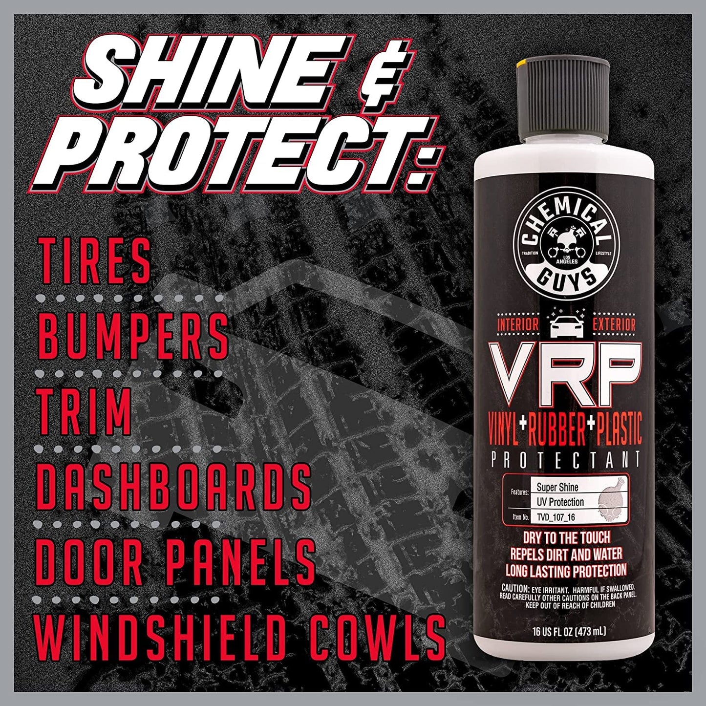 Chemical Guys TVD_107_32 VRP Vinyl, Rubber and Plastic Non-Greasy Dry-to-the-Touch Long Lasting Super Shine Dressing for Tires, Trim and More, Safe for Cars, Trucks, SUVs, RVs & More, 32 fl oz