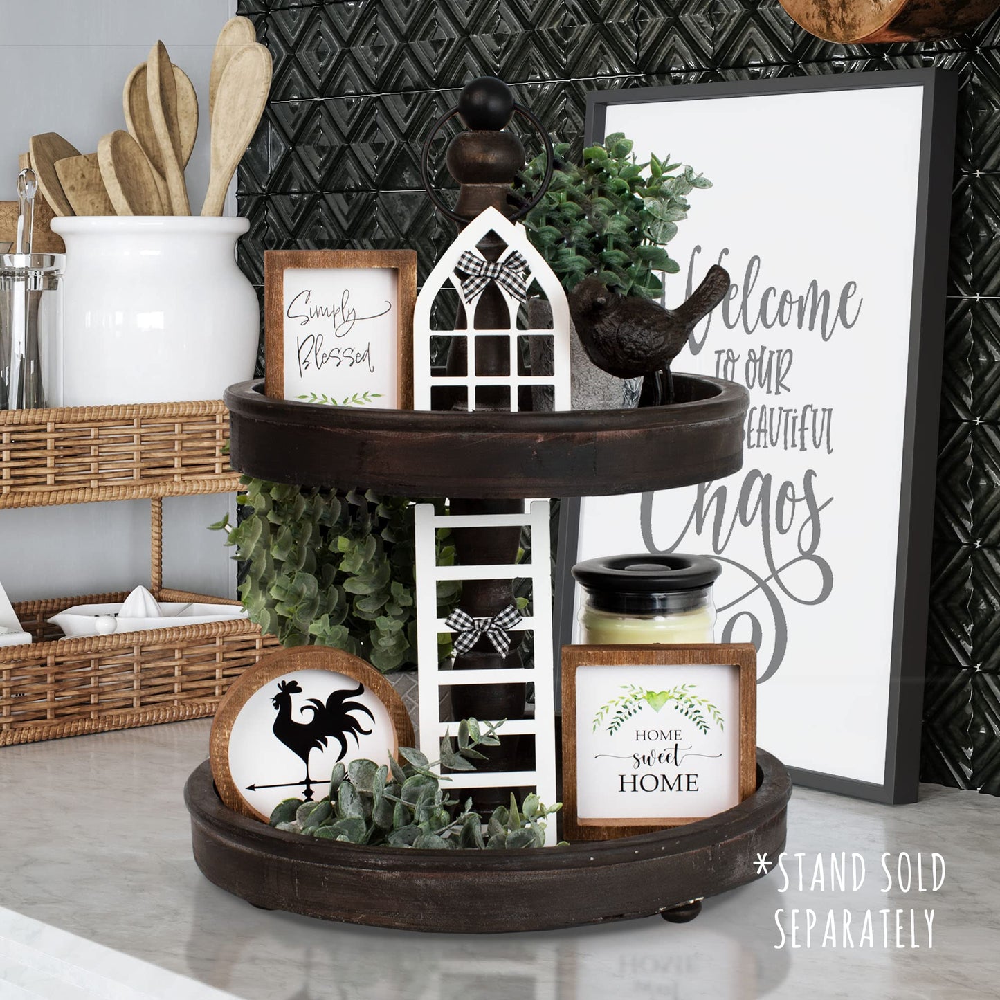 The Ultimate Farmhouse Fall Tiered Tray Decor Set - Beautiful Year Round Seasonal & Halloween Holiday Decoration Bundle - The Perfect Christmas Centerpiece Design for Home & Kitchen Decor