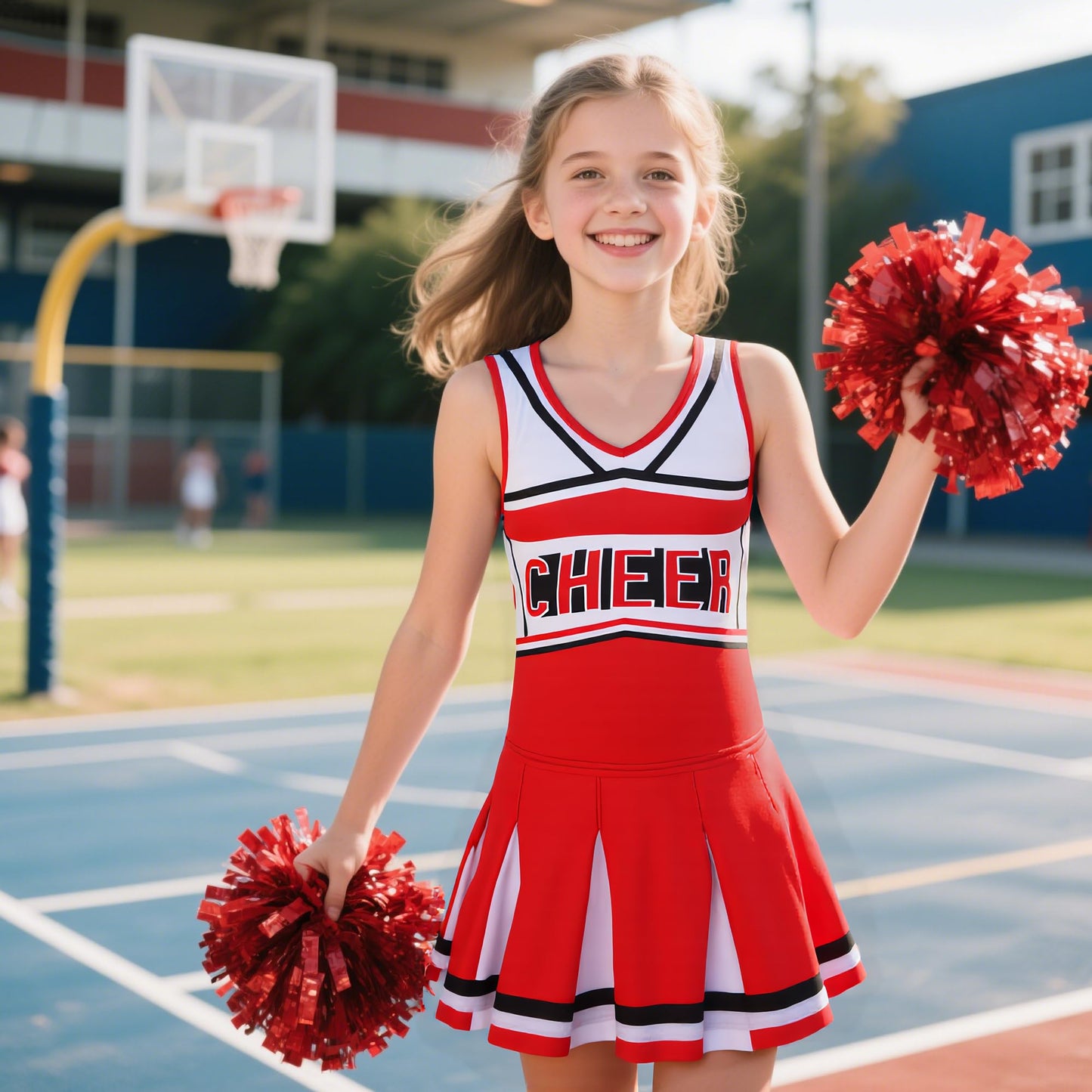 Gortykor Cheerleader Costume for Girls Cheerleading Outfit for Halloween Cheerleader Gifts 3-10 Years (Red, 7-8 Years)