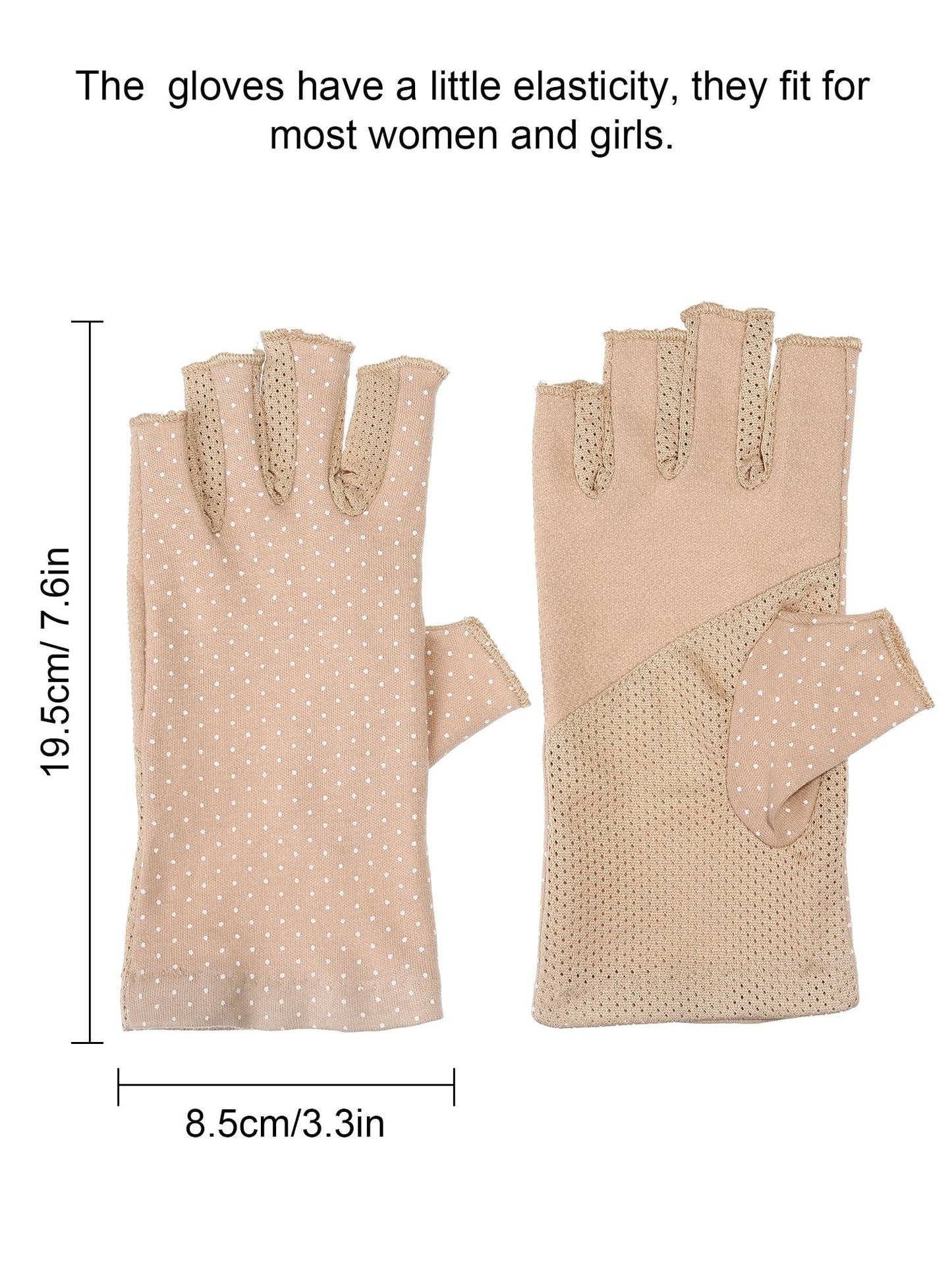Maxdot Sun Gloves for Women UV Protection Fingerless Non Slip sunscreen Driving Gloves for Summer Outdoor(2 Pairs,Black and Khaki)