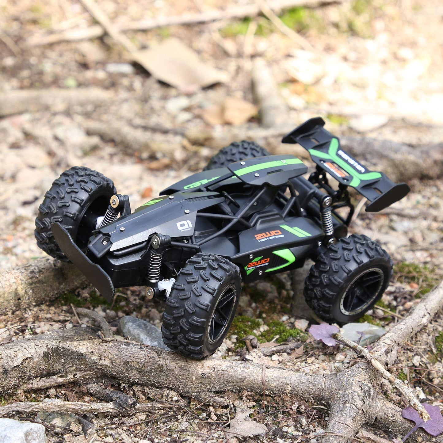 SZJJX Remote Control Cars – 2.4GHz High-Speed RC Car for Kids, 15KM/H+ 2WD Off-Road Car with 2 Rechargeable Batteries, Electric Remote Control Truck Toy for Boys & Girls Gifts (Green)