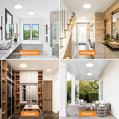 slochi LED Ceiling Light with Motion Sensor, 3000K-4000K-6500K & 100W Equivalent Motion Sensor Lights Indoor, 15W 1500LM 18cm Bathroom Ceiling Light for Bath,Porch,Stairs,Garage