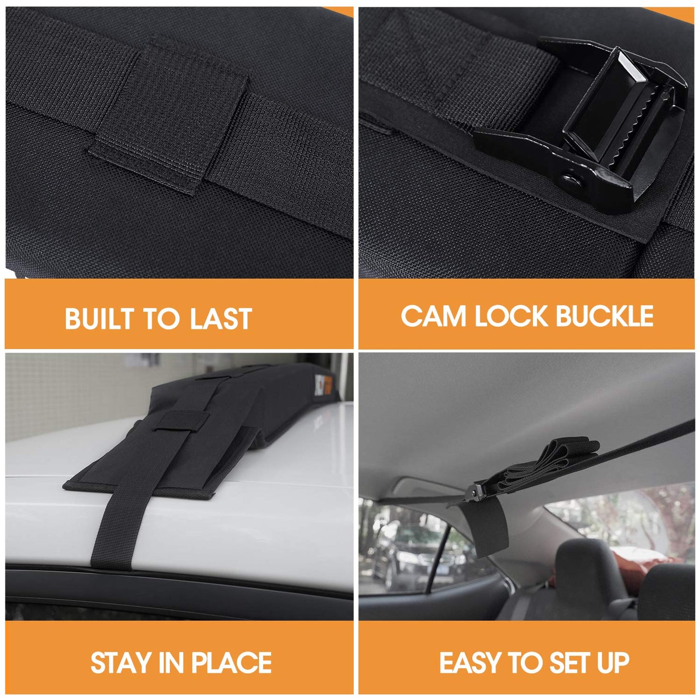 HEYTRIP Universal Soft Roof Rack Pads for Kayak/Surfboard/SUP/Canoe with 15FT Tie-Down Straps and Storage Bag