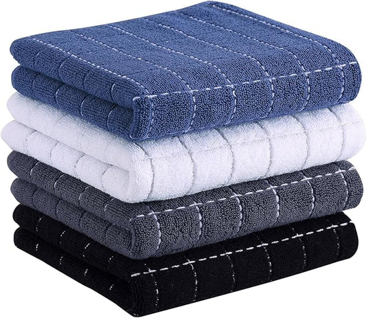 Homaxy 100% Cotton Terry Kitchen Towels, Checkered Designed, Soft and Super