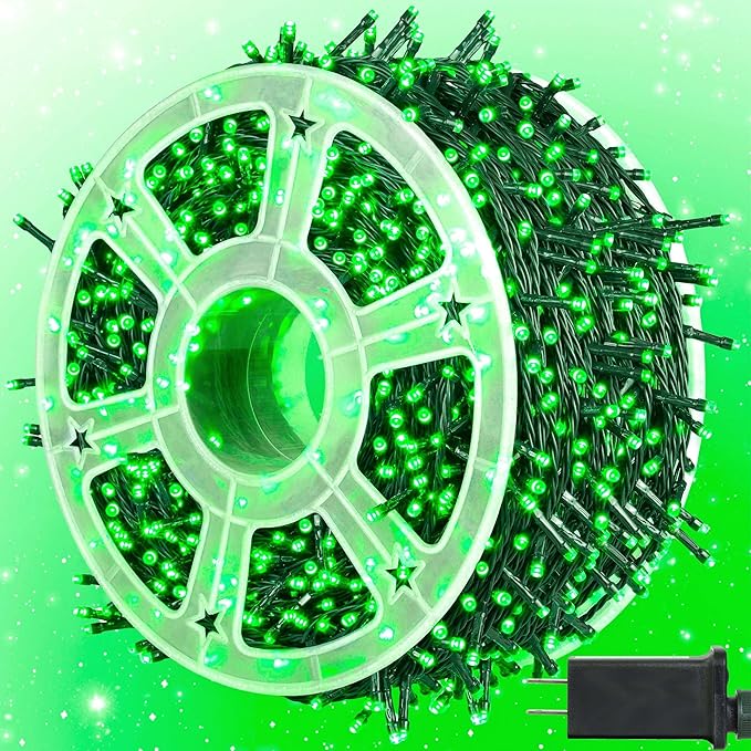 kemooie 500 LED Green Christmas Lights, 164 FT 8 Lighting Mode with Memory Plug in Waterproof Fairy Lights, for Outdoor Birthday Christmas Wedding Party Garden Balcony Decorations (Green)